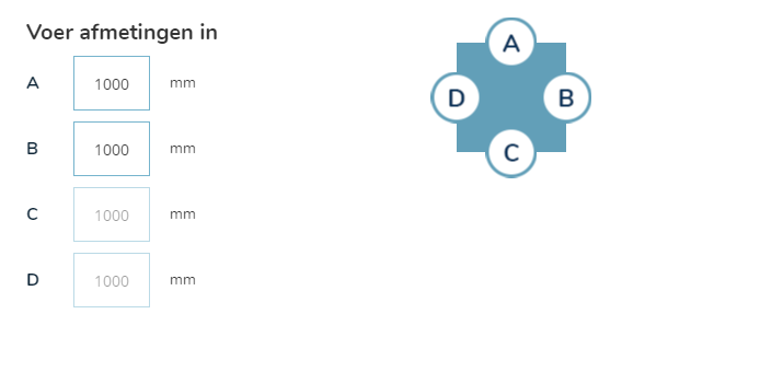 Invoeren afmetingen deurmat in mm Afmetingen deurmat